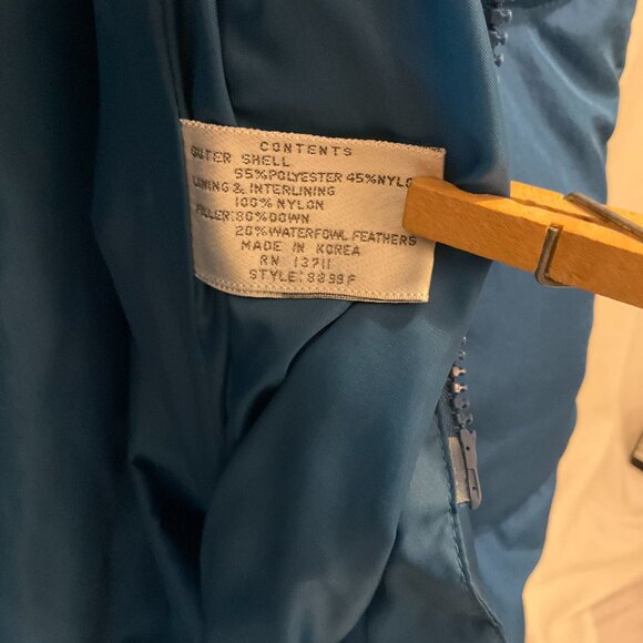 Lord & Taylor-Down/Feather Puffer Coat Toggle & Zip Closure, Blue, Sz Large - Picture 6 of 8